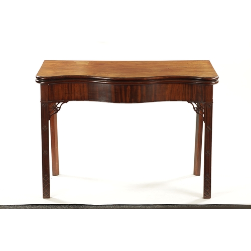 42 - A FINE OVERSIZED GEROGE III SERPENTINE MAHOGANY TEA-TABLE IN THE MANNER OF THOMAS CHIPPENDALE with s... 