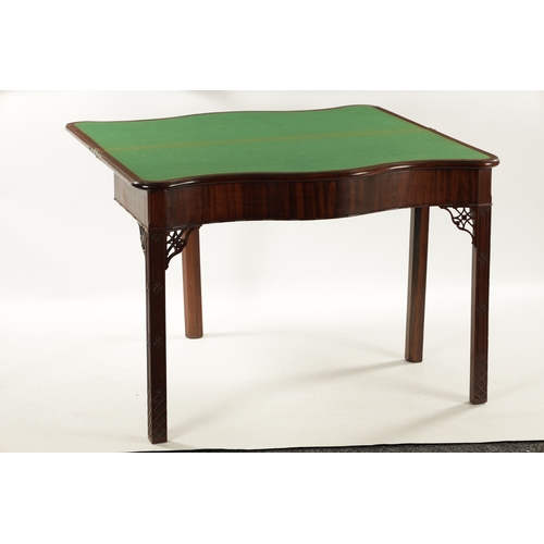 42 - A FINE OVERSIZED GEROGE III SERPENTINE MAHOGANY TEA-TABLE IN THE MANNER OF THOMAS CHIPPENDALE with s... 