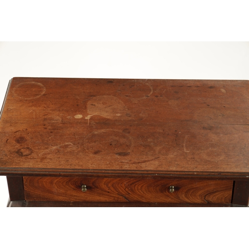 423 - A GEORGE II FIGURED MAHOGANY SIDE TABLE with frieze drawer; raised on shaped cabriole legs (72cm wid... 