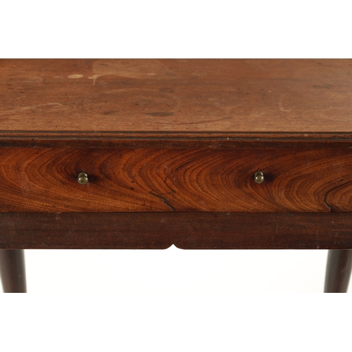 423 - A GEORGE II FIGURED MAHOGANY SIDE TABLE with frieze drawer; raised on shaped cabriole legs (72cm wid... 