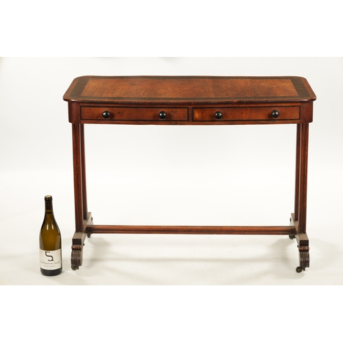 427 - A RARE CANADIAN REGENCY PERIOD ASH AND COROMANDEL SIDE TABLE with two shallow frieze drawers; raised... 