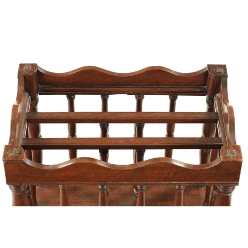 430 - A REGENCY COLONIAL HARDWOOD CANTERBURY with turned spindles and three divisions; above a frieze draw... 