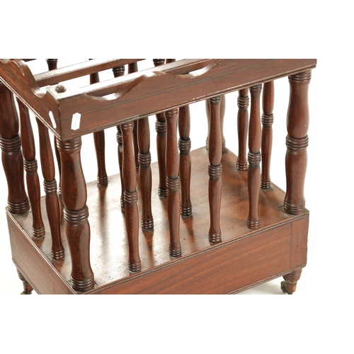 430 - A REGENCY COLONIAL HARDWOOD CANTERBURY with turned spindles and three divisions; above a frieze draw... 