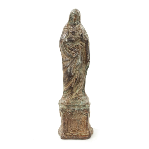 59 - AN EARLY CAST BRONZE SCULPTURE modelled as Madonna (18cm high)