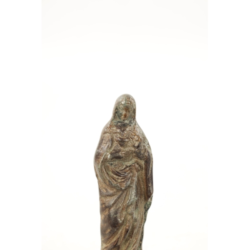 59 - AN EARLY CAST BRONZE SCULPTURE modelled as Madonna (18cm high)