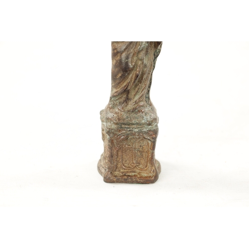 59 - AN EARLY CAST BRONZE SCULPTURE modelled as Madonna (18cm high)