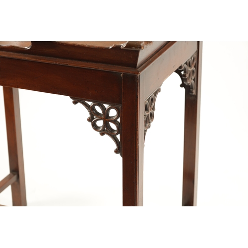 6 - A REPRODUCTION CHIPPENDALE STYLE MAHOGANY TRAY ON STAND (58cm wide 46cm deep 68cm high)