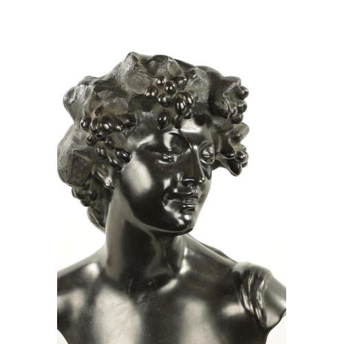 60 - J. LAMBEAUX (1852 – 1908) AN EARLY 20TH CENTURY BRONZE BUST OF A YOUNG LADY - signed on reverse. (36... 