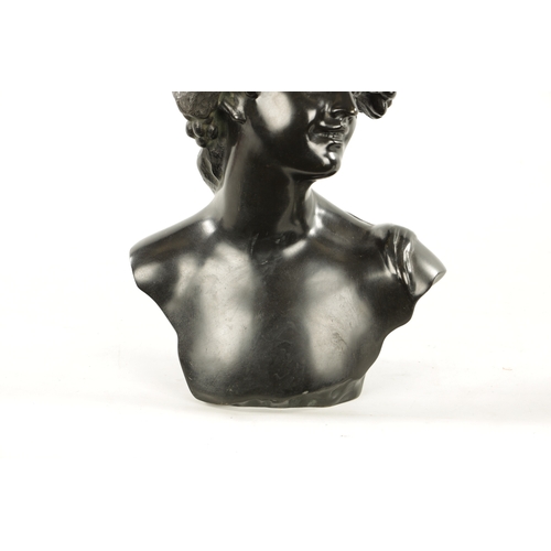 60 - J. LAMBEAUX (1852 – 1908) AN EARLY 20TH CENTURY BRONZE BUST OF A YOUNG LADY - signed on reverse. (36... 