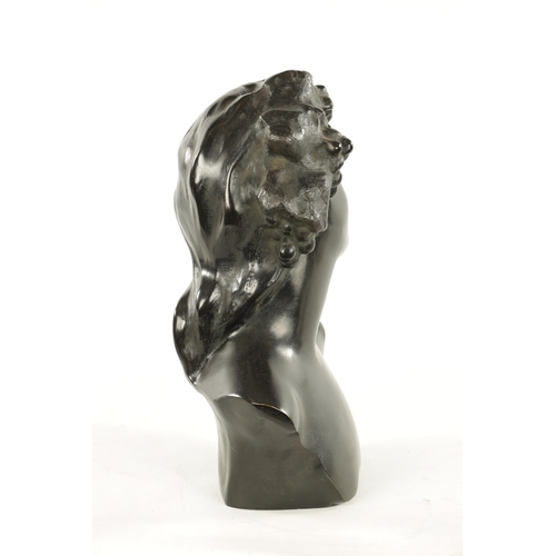 60 - J. LAMBEAUX (1852 – 1908) AN EARLY 20TH CENTURY BRONZE BUST OF A YOUNG LADY - signed on reverse. (36... 