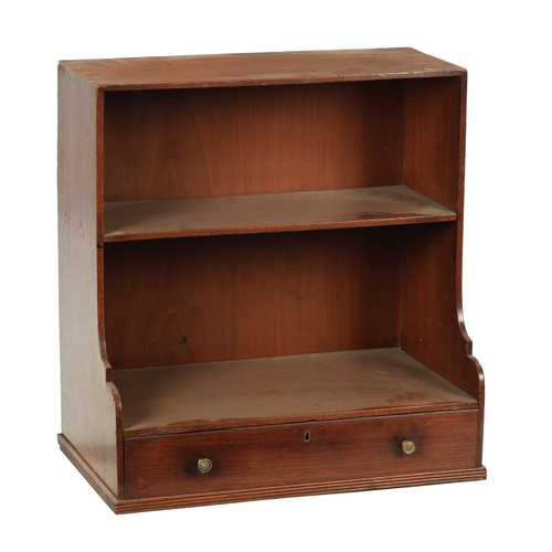 61 - A REGENCY MAHOGANY BOOKCASE with open shelves and fitted drawer (57cm wide 34cm deep 59cm high)