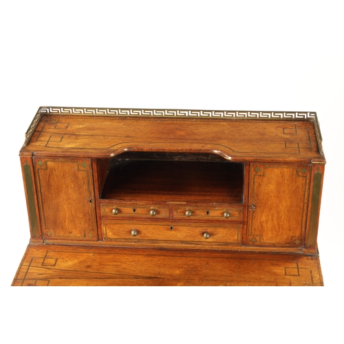 67 - A FINE REGENCY BRASS INLAID ROSEWOOD BONHEUR DE JOUR IN THE MANNER OF JOHN MCLEAN the raised superst... 