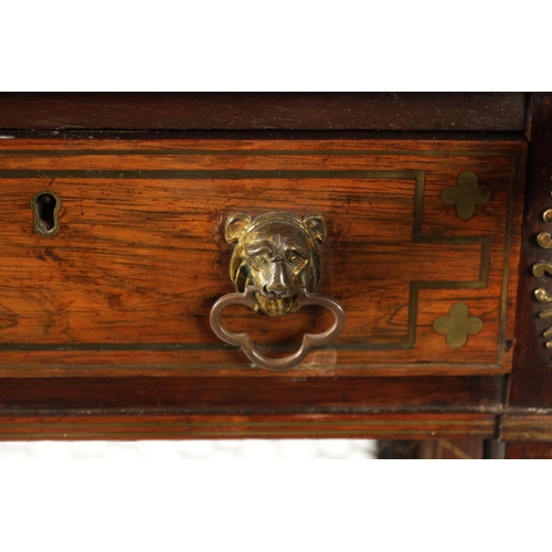 67 - A FINE REGENCY BRASS INLAID ROSEWOOD BONHEUR DE JOUR IN THE MANNER OF JOHN MCLEAN the raised superst... 