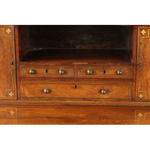 67 - A FINE REGENCY BRASS INLAID ROSEWOOD BONHEUR DE JOUR IN THE MANNER OF JOHN MCLEAN the raised superst... 