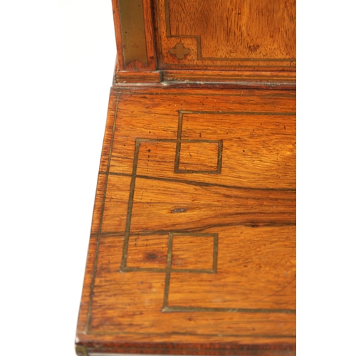 67 - A FINE REGENCY BRASS INLAID ROSEWOOD BONHEUR DE JOUR IN THE MANNER OF JOHN MCLEAN the raised superst... 