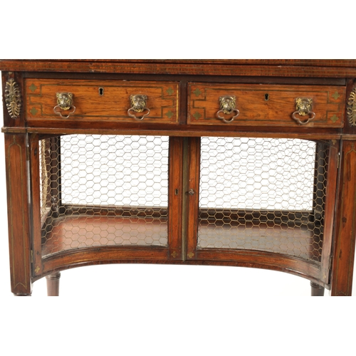 67 - A FINE REGENCY BRASS INLAID ROSEWOOD BONHEUR DE JOUR IN THE MANNER OF JOHN MCLEAN the raised superst... 