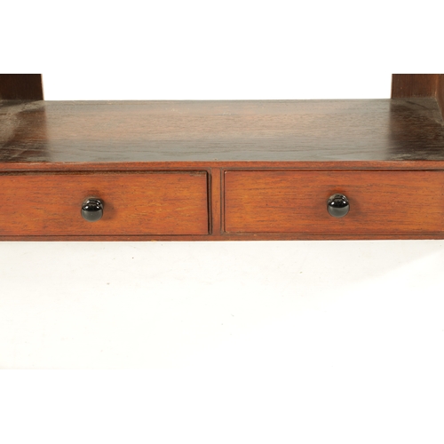 70 - A SET OF EARLY 19TH CENTURY WALNUT WALL SHELVES fitted with two bottom drawers (86cm high 54cm wide)