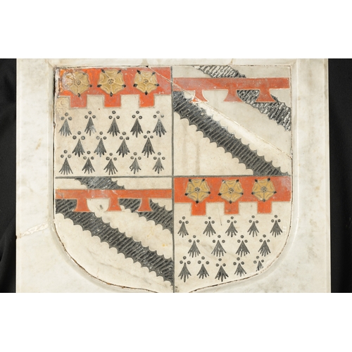 80 - AN 18TH CENTURY MARBLE COAT OF ARMS with poly chrome decorated sheild - sold with corresponding refe... 