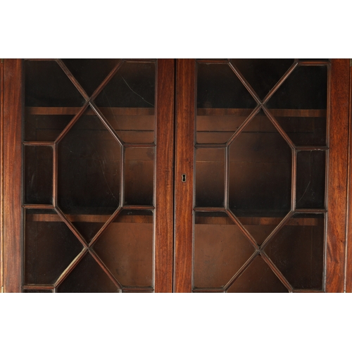 81 - A GEORGE III MAHOGANY BUREAU BOOKCASE with glazed top flanked by quarter columns above an angled fal... 