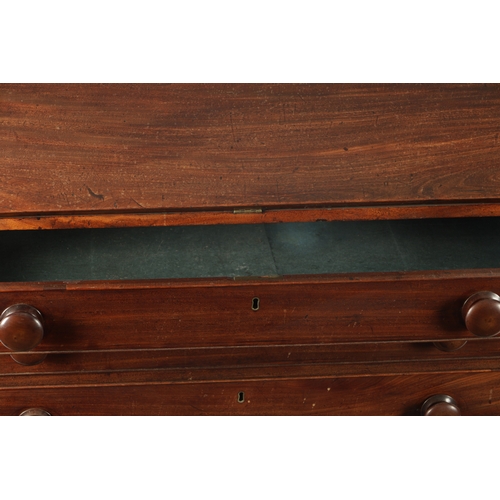 81 - A GEORGE III MAHOGANY BUREAU BOOKCASE with glazed top flanked by quarter columns above an angled fal... 