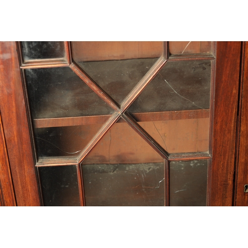 81 - A GEORGE III MAHOGANY BUREAU BOOKCASE with glazed top flanked by quarter columns above an angled fal... 