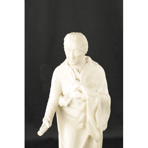 83 - A 19TH CENTURY CARVED WHITE MARBLE SCULPTURE OF A SCHOLAR (46cm high)