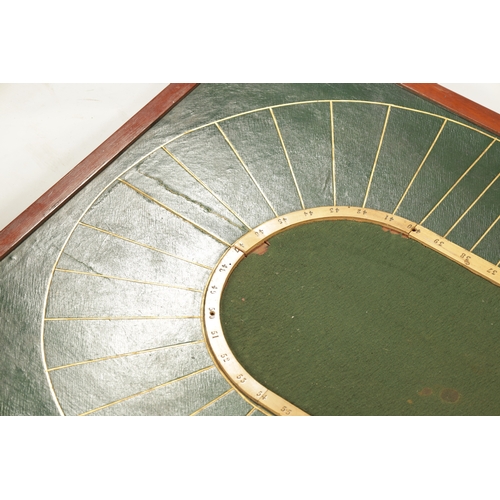 87 - AN EARLY 19TH CENTURY TOTOPOLY RACING BOARD AND BOX OF LEAD HORSES (track is 65cm wide 162cm wide)