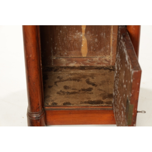 90 - AN 18TH CENTURY EMPIRE STYLE YEW-WOOD BEDSIDE CABINET with cupboard centre and outset columns (41cm ... 