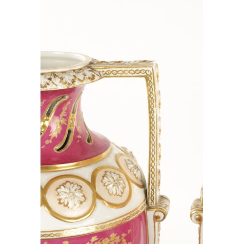 473 - A FINE PAIR OF BERLIN PORCELAIN URN-SHAPED VASES with classical figural scenes and gilt decoration o... 