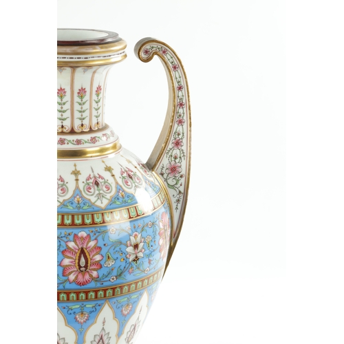 474 - A LARGE LATE 19TH CENTURY PORCELAIN VASE POSSIBLY RUSSIAN decorated with brightly coloured floral de... 