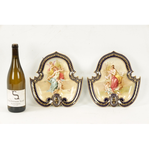 486 - A FINE PAIR OF ROYAL VIENNA PORCELAIN-SHAPED DISHES finely painted with classical figural scenes sig... 