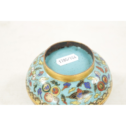 492 - A 19TH CENTURY CHINESE CLOISONNE ENAMEL LIDDED BOX with floral decoration (10cm diameter 7cm high )