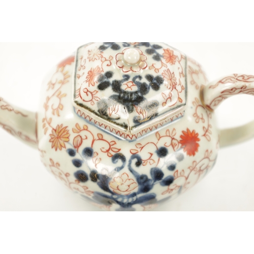 498 - AN 18TH CENTURY JAPANESE EDO PERIOD IMARI TEAPOT painted with flowers and leafwork decoration (16cm ... 