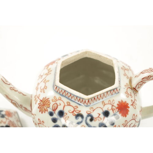 498 - AN 18TH CENTURY JAPANESE EDO PERIOD IMARI TEAPOT painted with flowers and leafwork decoration (16cm ... 