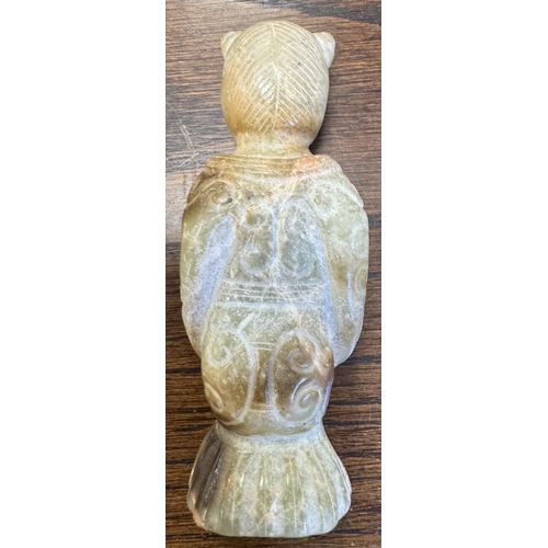 501 - A CHINESE CARVED JADE RELIGIOUS FIGURE From the estate of William Arthur BlackburnFrom the estate of... 