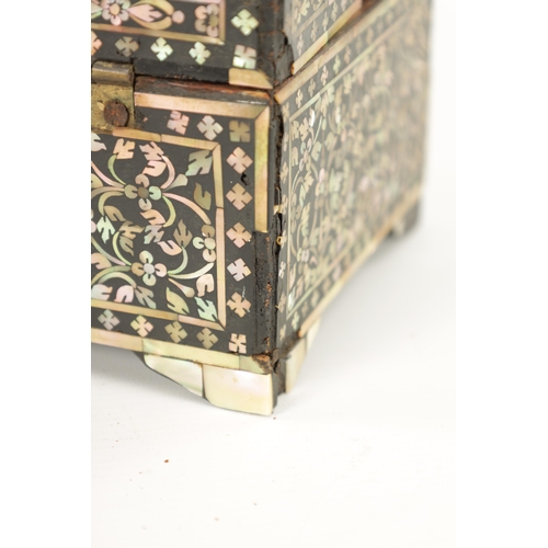 504 - A RARE 17TH/18TH CENTURY INDO PORTUGUESE INLAID CASKET Finely decorated with abalone shell inlay and... 