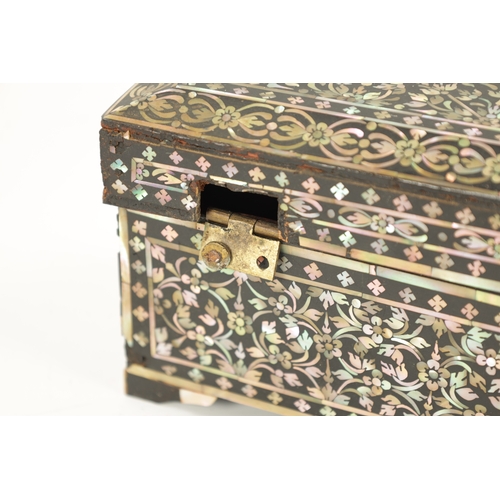 504 - A RARE 17TH/18TH CENTURY INDO PORTUGUESE INLAID CASKET Finely decorated with abalone shell inlay and... 