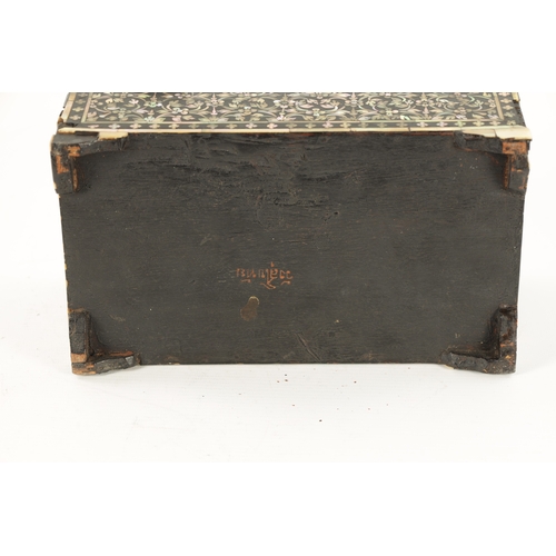 504 - A RARE 17TH/18TH CENTURY INDO PORTUGUESE INLAID CASKET Finely decorated with abalone shell inlay and... 