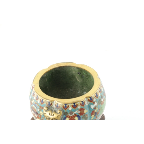 506 - A GOOD EARLY 19TH CENTURY CHINESE CLOISONNÉ INCENSE BURNER of bulbous form with pierced lid and rais... 