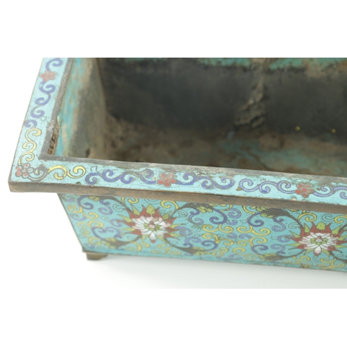 530 - A PAIR OF 19TH CENTURY CHINESE CLOISONNÉ PLANTERS with floral designs. (25.5cm wide 17cm deep 109cm ... 