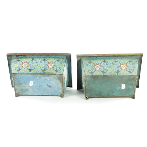 530 - A PAIR OF 19TH CENTURY CHINESE CLOISONNÉ PLANTERS with floral designs. (25.5cm wide 17cm deep 109cm ... 