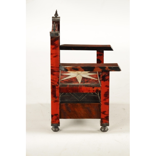 553 - AN 18TH CENTURY INDO-PORTUGUESE TORTOISESHELL AND BONE-INLAID MINIATURE CHILD'S / DOLL'S CHAIR with ... 