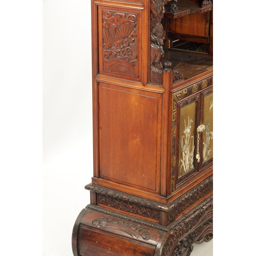 585 - A FINE JAPENESE MEIJI PERIOD CARVED HARDWOOD SHIBIYAMA COLLECTOR’S CABINET comprising of sliding shi... 