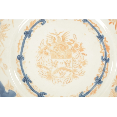 590 - AN 18TH CENTURY CHINESE ARMORIAL PORCELAIN PLATE with coat of arms to the centre for the Van Gellicu... 