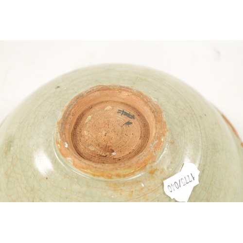 614 - A CHINESE CRACKLE GLAZE CELADON BOWL (19cm diameter)