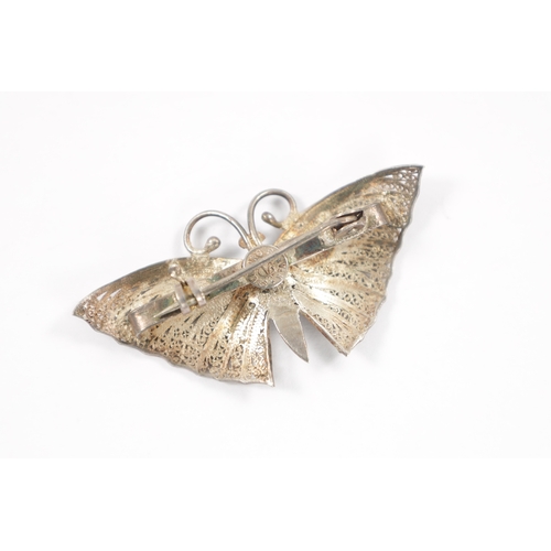 622 - A COLLECTION OF SILVER AND SILVER GILT JEWELLERY comprising a pair of coral earrings and a butterfly... 