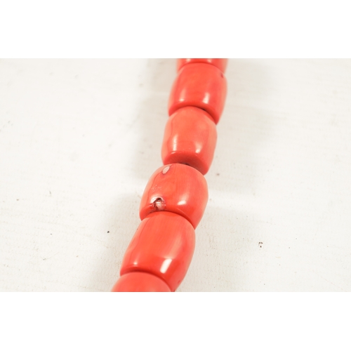 626 - A VINTAGE LARGE CORAL BEAD NECKLACE (120cm total length)