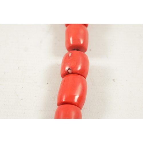 626 - A VINTAGE LARGE CORAL BEAD NECKLACE (120cm total length)