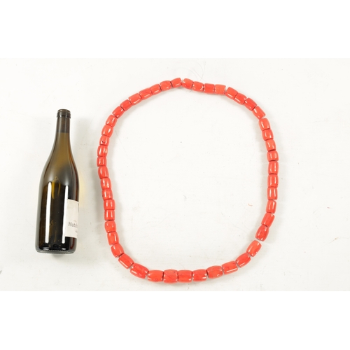 626 - A VINTAGE LARGE CORAL BEAD NECKLACE (120cm total length)