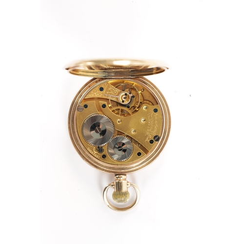 634 - A 1920’S WALTHAM 9CT GOLD FULL HUNTER POCKET WATCH having a white enamel Roman dial with subsidiary ... 